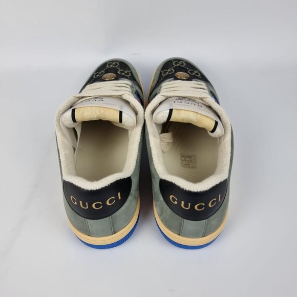 Gucci Screener Grey And Blue GG Sneakers New Size 9